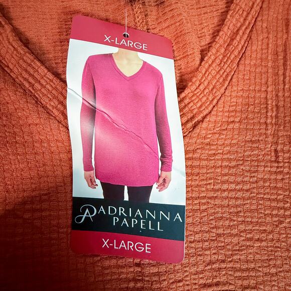 Adrianna Papell XL Auburn V-Neck Waffle Knit Tunic Top NWT $49 MSRP - Picture 5 of 7